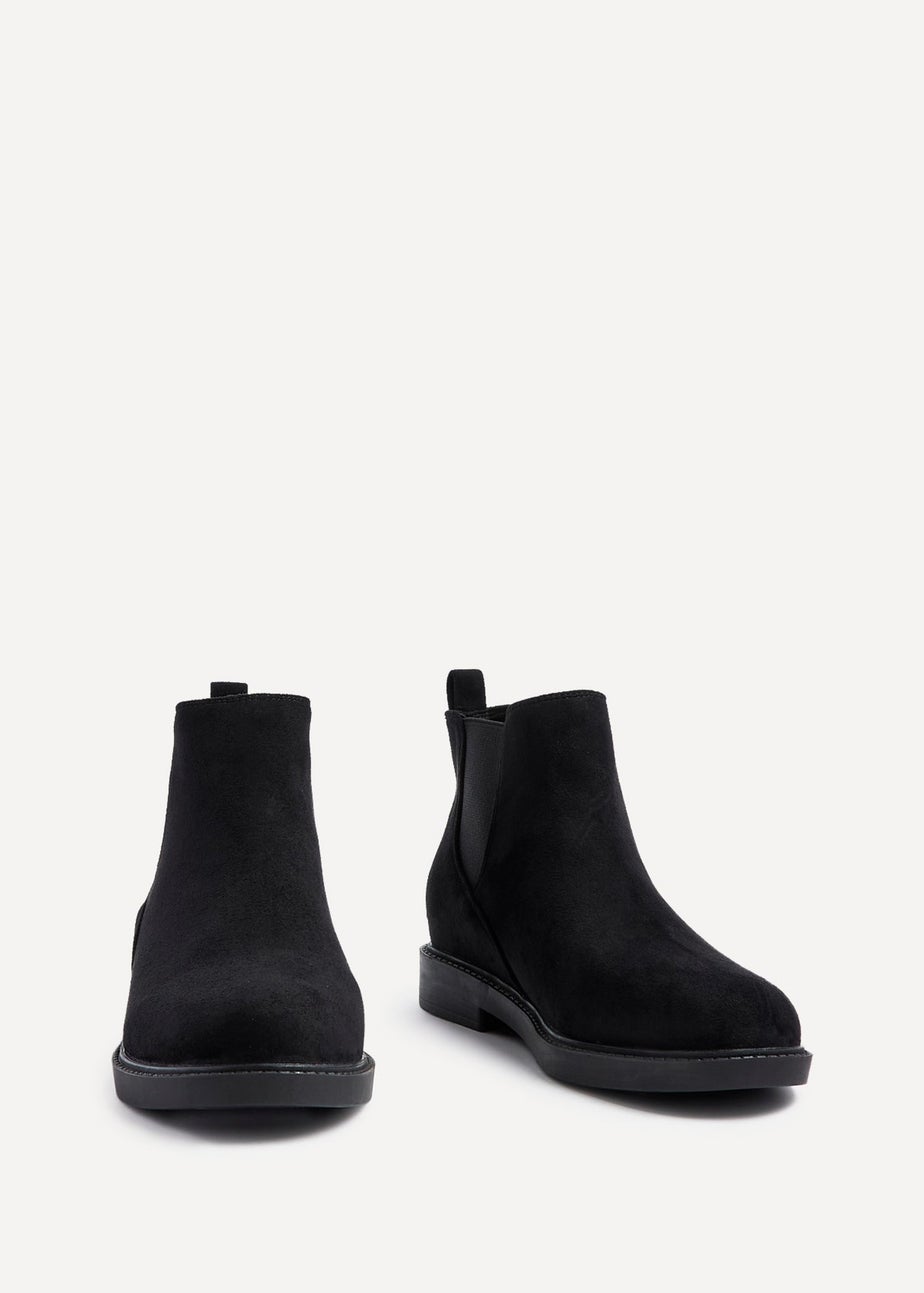 Linzi Fauna Wide Fit Black Faux Suede Classic Chelsea Boot