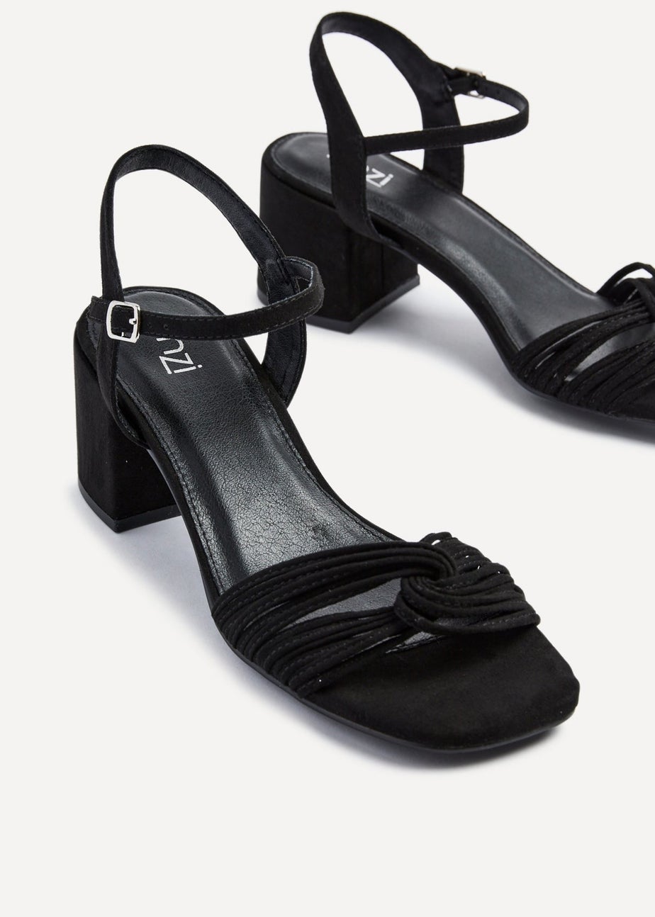 Linzi Susanna Black Faux Suede Block Heeled Sandal
