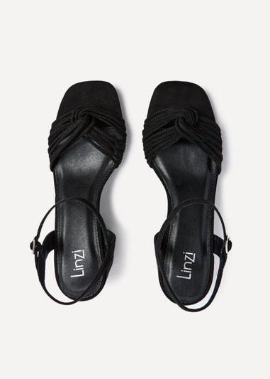Linzi Susanna Black Faux Suede Block Heeled Sandal