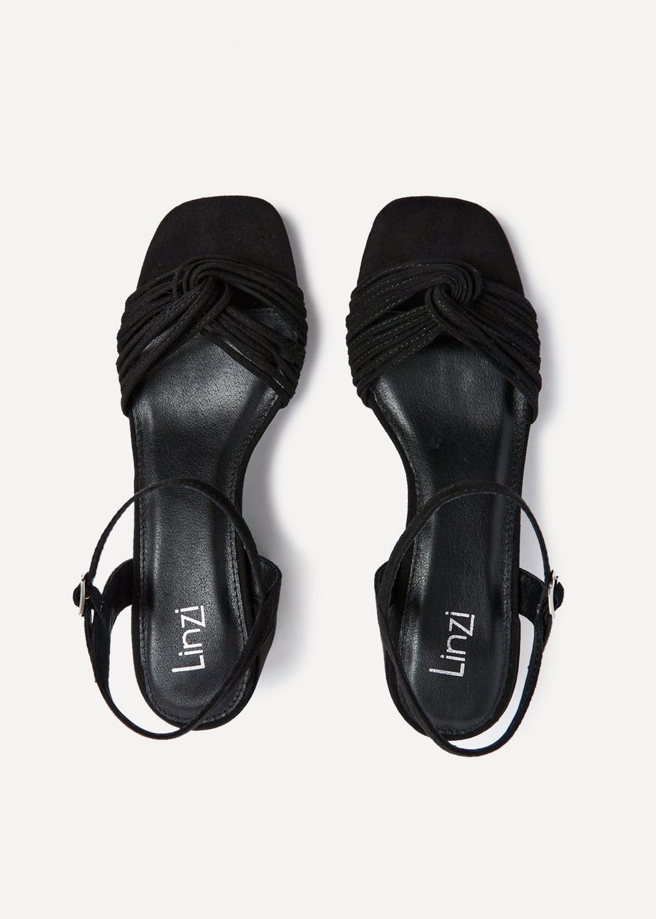 Linzi Susanna Black Faux Suede Block Heeled Sandal