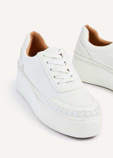 Linzi Harlem White Faux Leather Platform Trainer