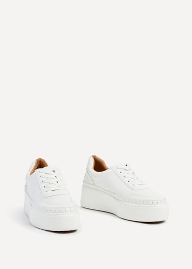 Linzi Harlem White Faux Leather Platform Trainer