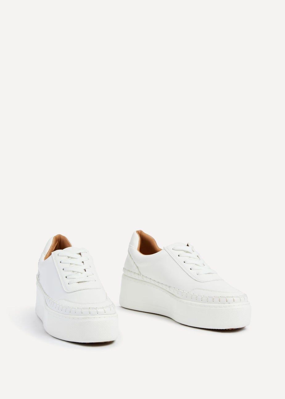 Linzi Harlem White Faux Leather Platform Trainer