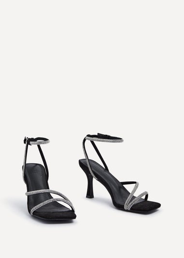 Linzi Mayfair Black Suede Diamante Heeled Sandal