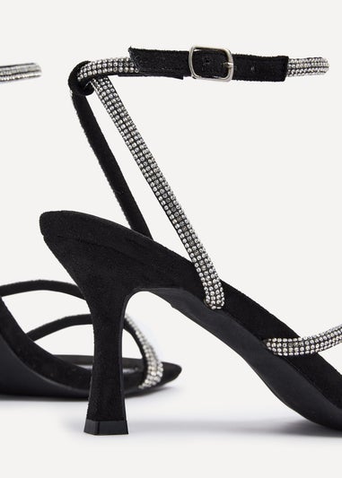Linzi Mayfair Black Suede Diamante Heeled Sandal