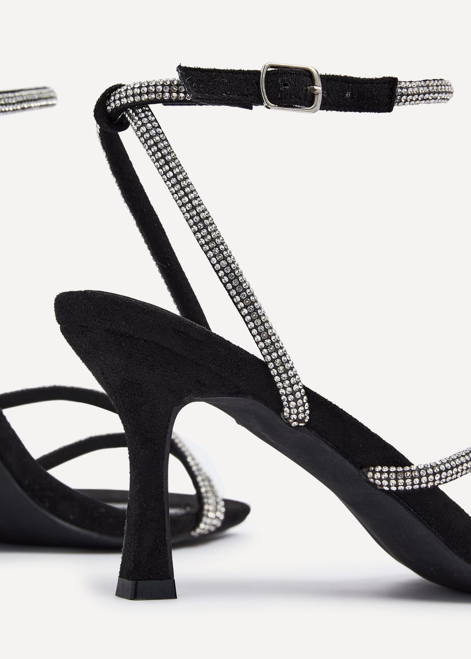 Linzi Mayfair Black Suede Diamante Heeled Sandal