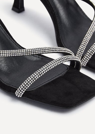 Linzi Mayfair Black Suede Diamante Heeled Sandal