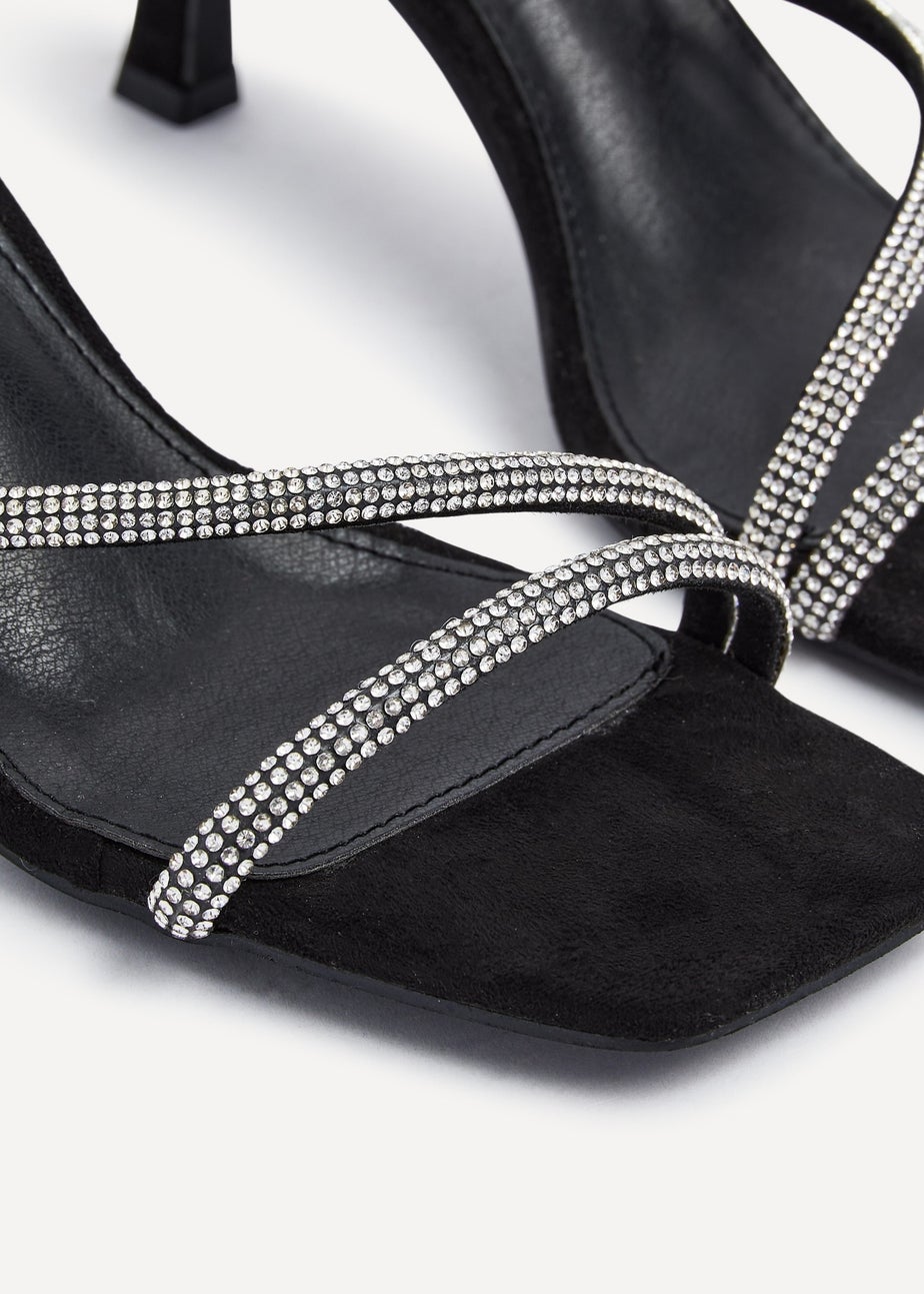 Linzi Mayfair Black Suede Diamante Heeled Sandal