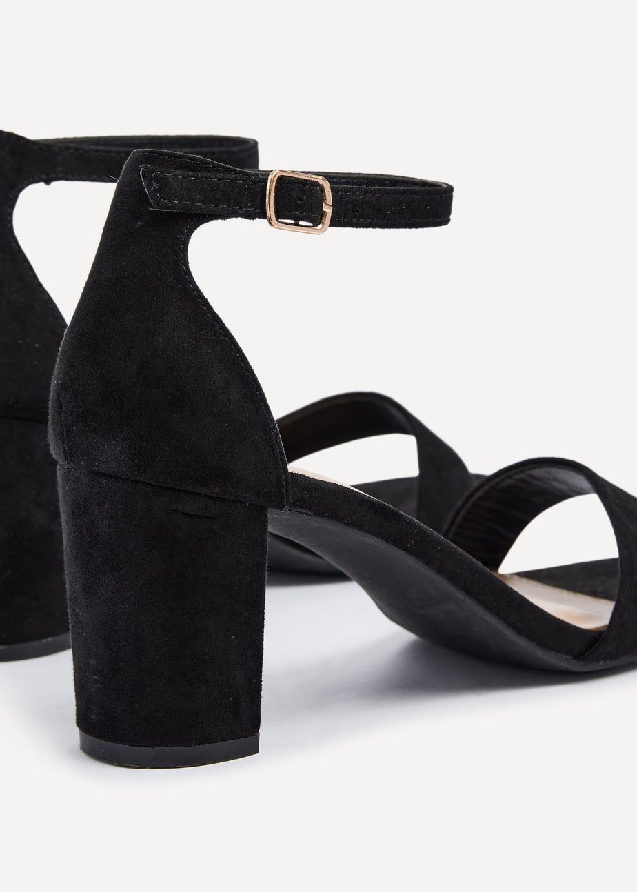 Linzi Frankie Black Faux Suede Block Heeled Sandal