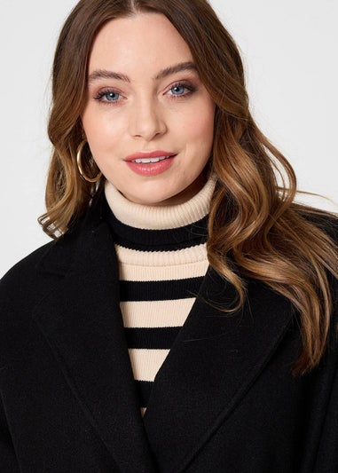 Izabel London Black Cape Coat With Belt