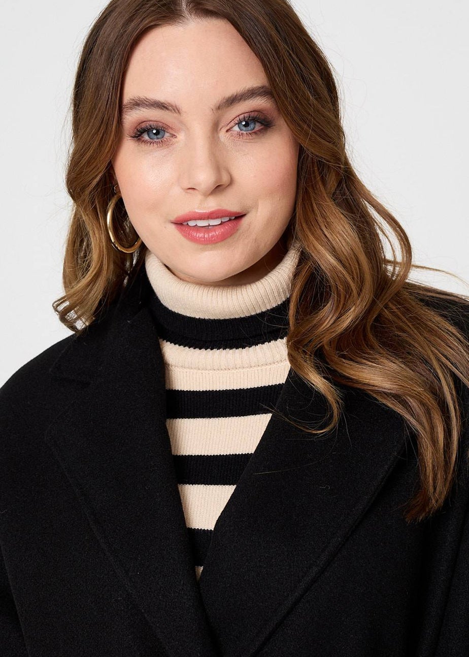 Izabel London Black Cape Coat With Belt