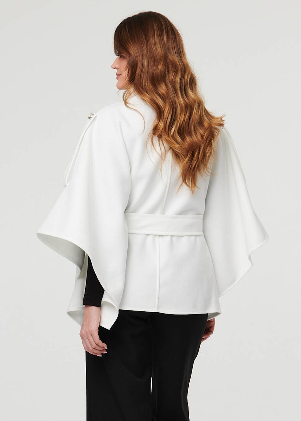 Izabel London White Cape Coat With Belt
