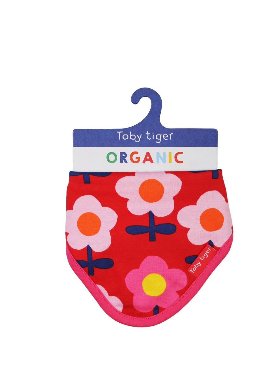 Toby Tiger Organic Pink Flower Print Dribble Bib
