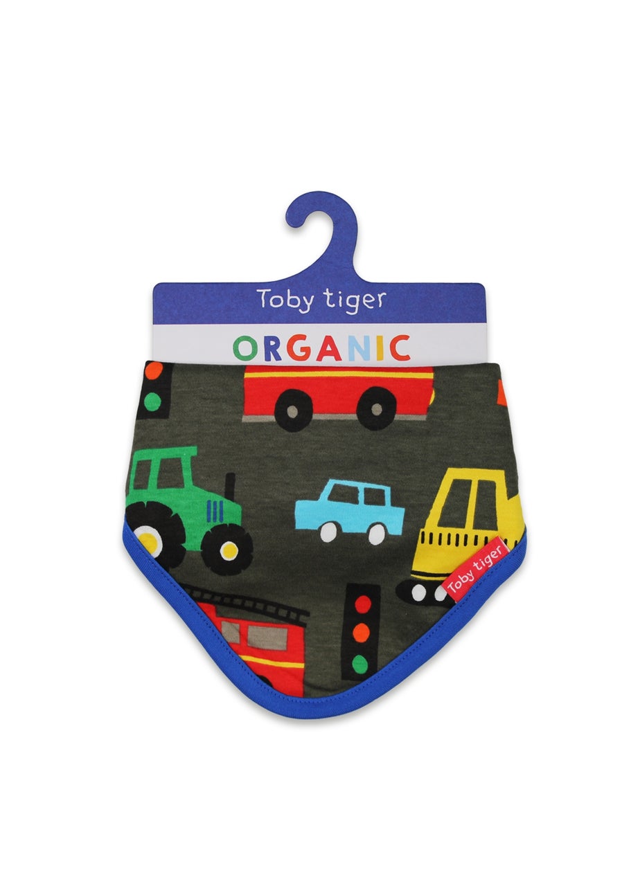 Toby Tiger Organic Multi Colour Transport Print Dribble Bib