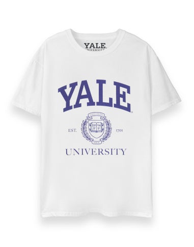 Vanilla Underground Yale Unisex White Crest Logo Short Sleeved T-Shirt