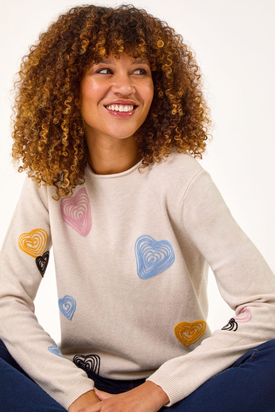 Roman Natural Heart Stitch Crew Neck Jumper
