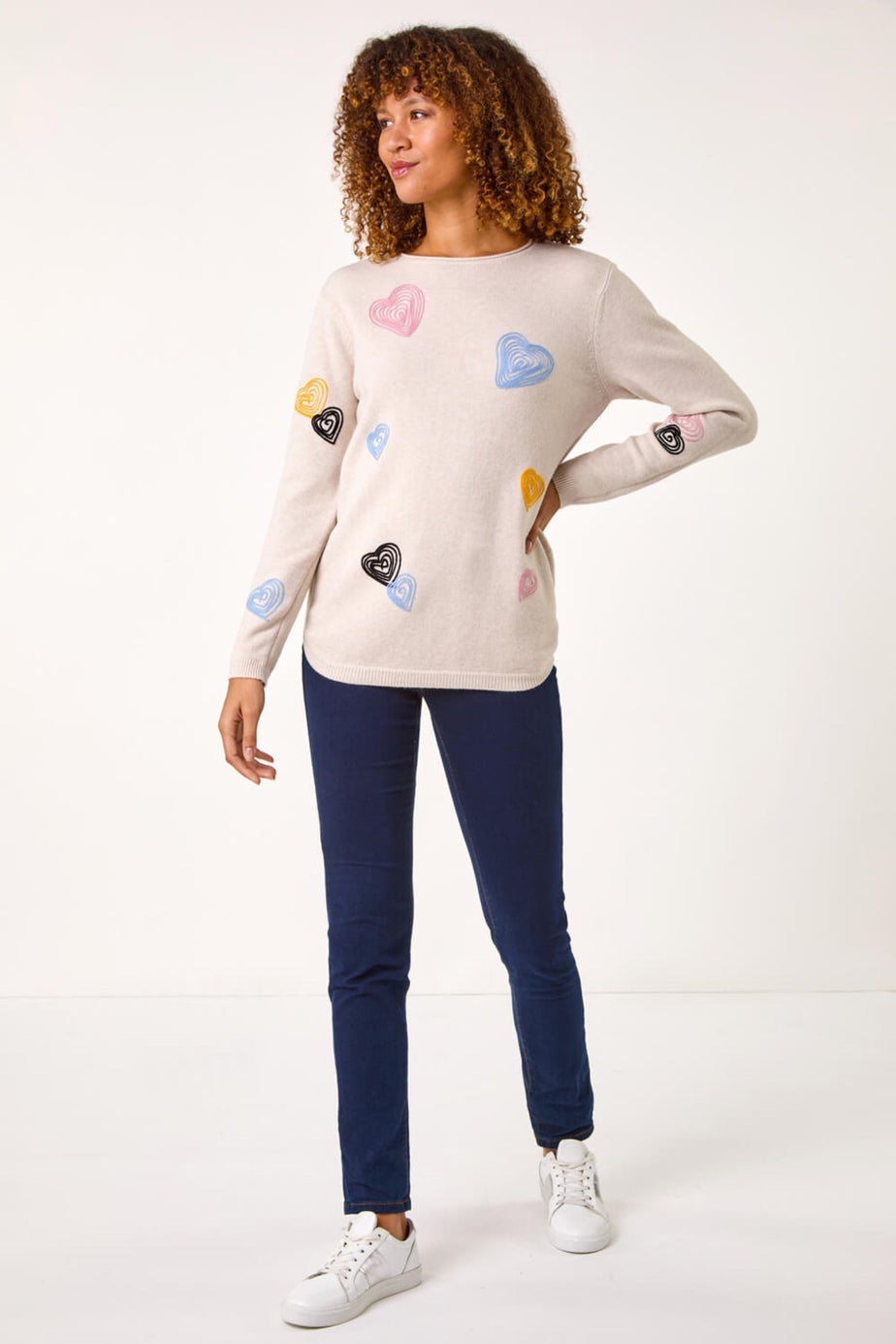 Roman Natural Heart Stitch Crew Neck Jumper