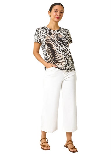 Roman Stone Animal Print Crew Neck Tee