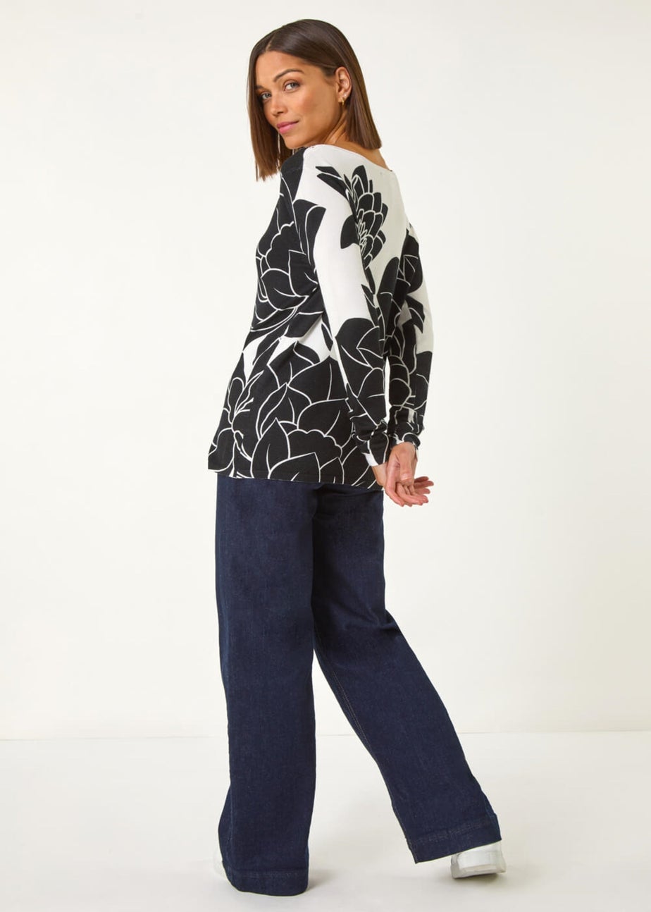 Roman Ivory Lilly Floral Print Knit Jumper