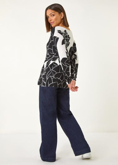 Roman Ivory Lilly Floral Print Knit Jumper