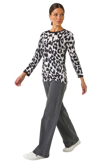 Roman Black Animal Print Knit Jumper