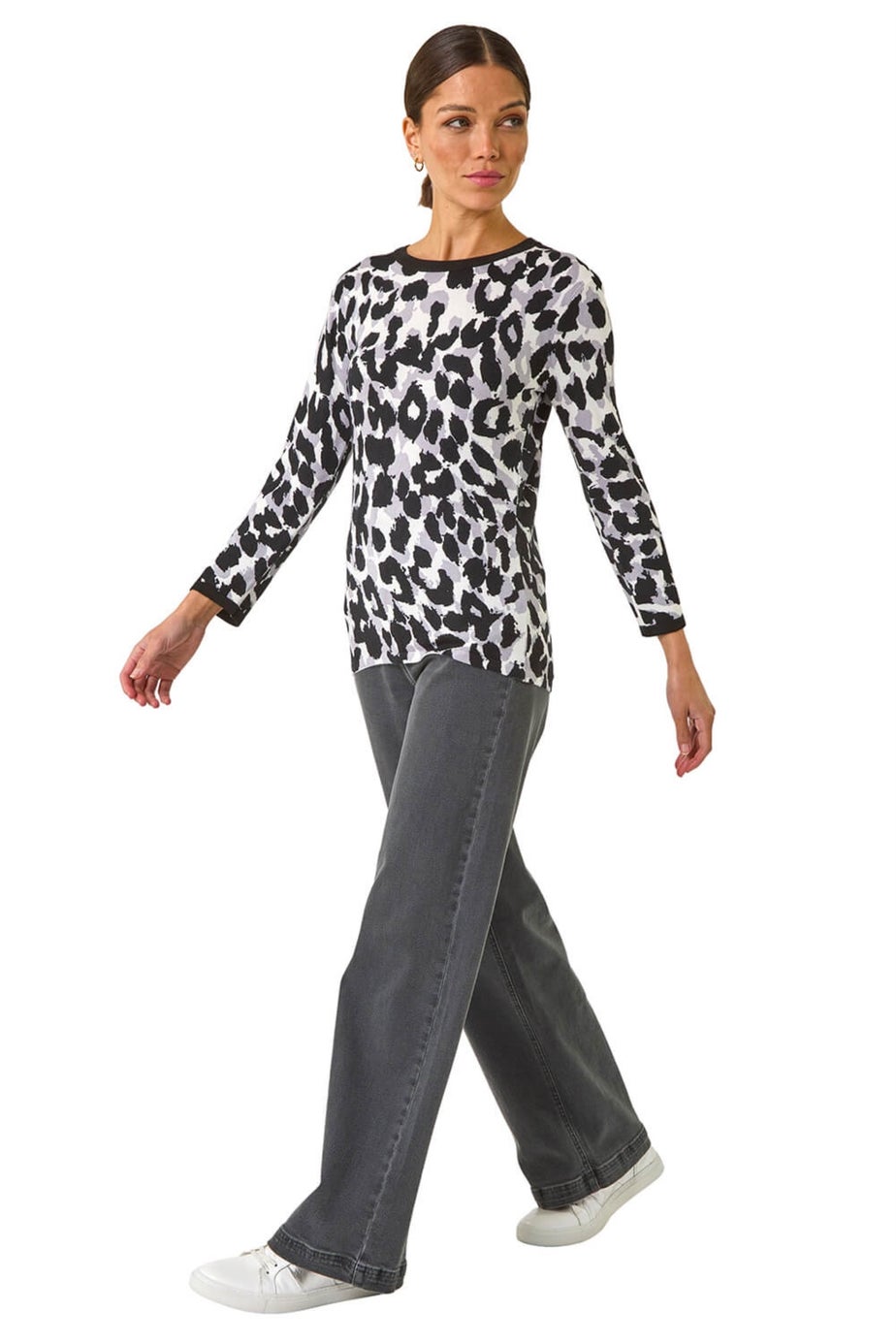 Roman Black Animal Print Knit Jumper