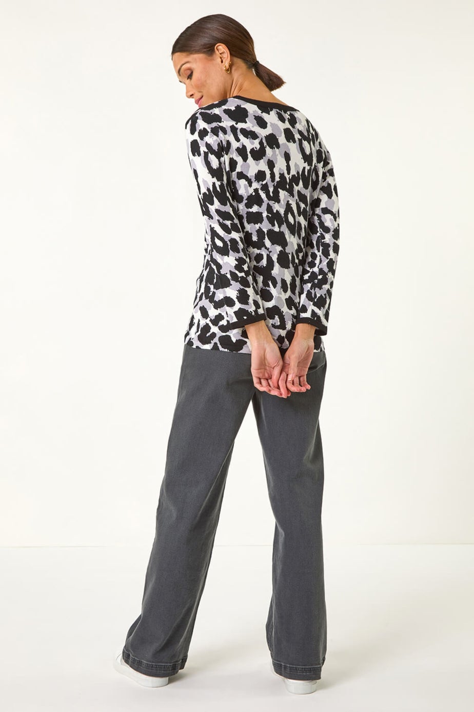 Roman Black Animal Print Knit Jumper