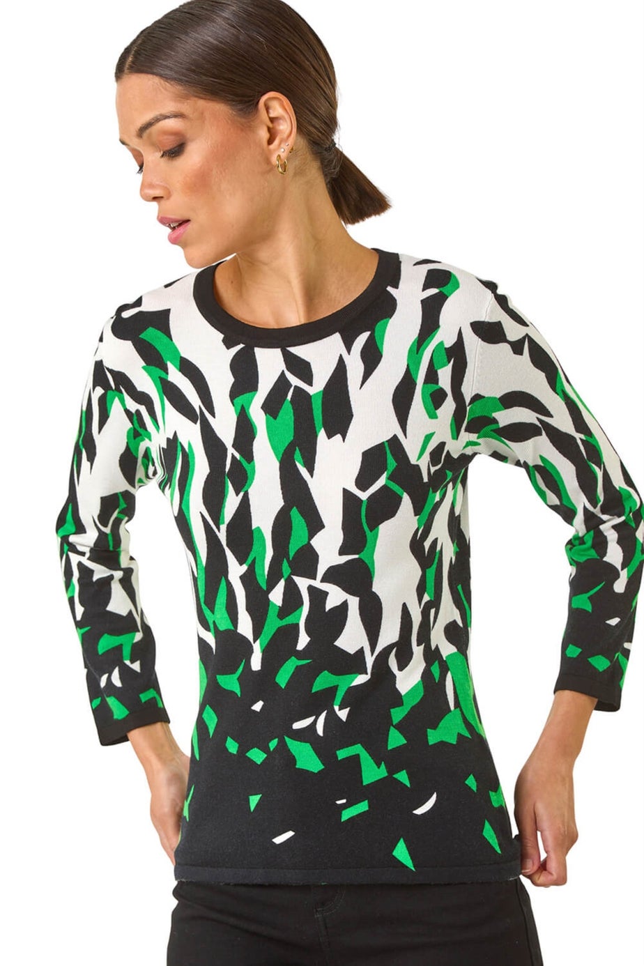 Roman Black Abstract Print Knit Jumper