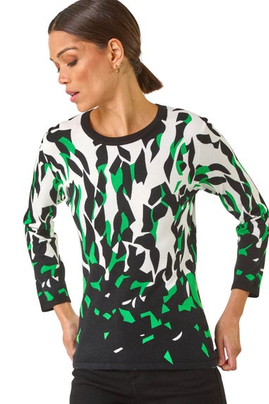 Roman Black Abstract Print Knit Jumper