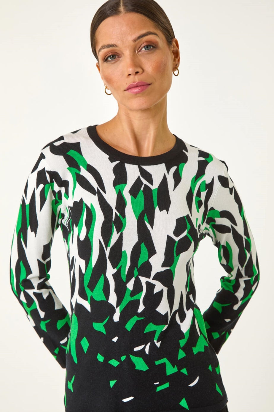 Roman Black Abstract Print Knit Jumper