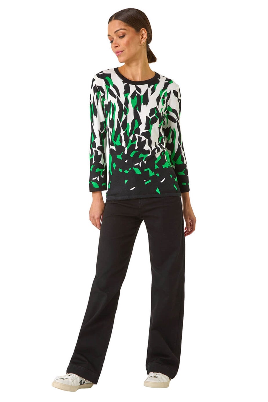 Roman Black Abstract Print Knit Jumper