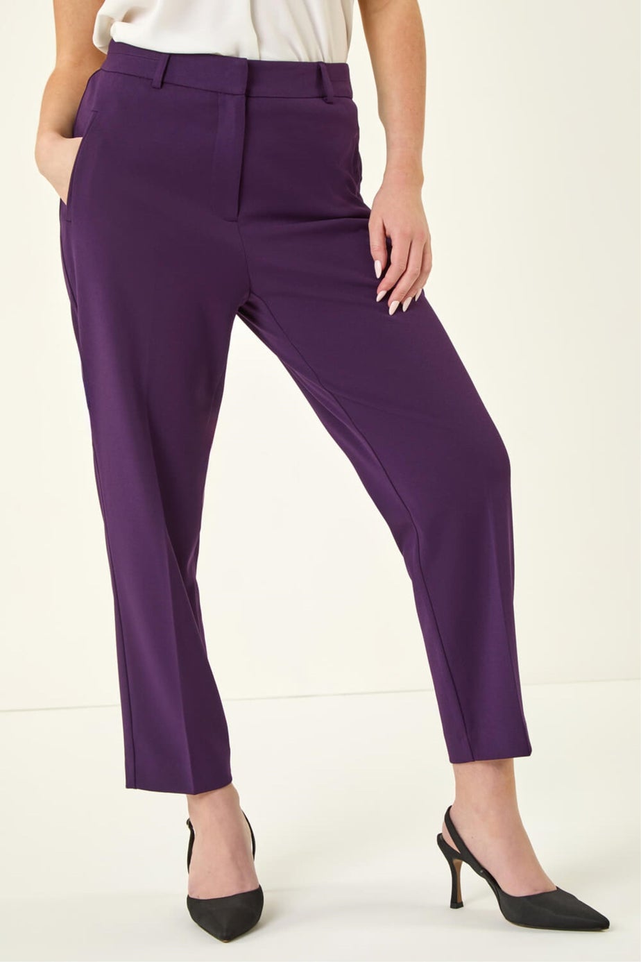 Roman Plum Short Straight Leg Stretch Trouser