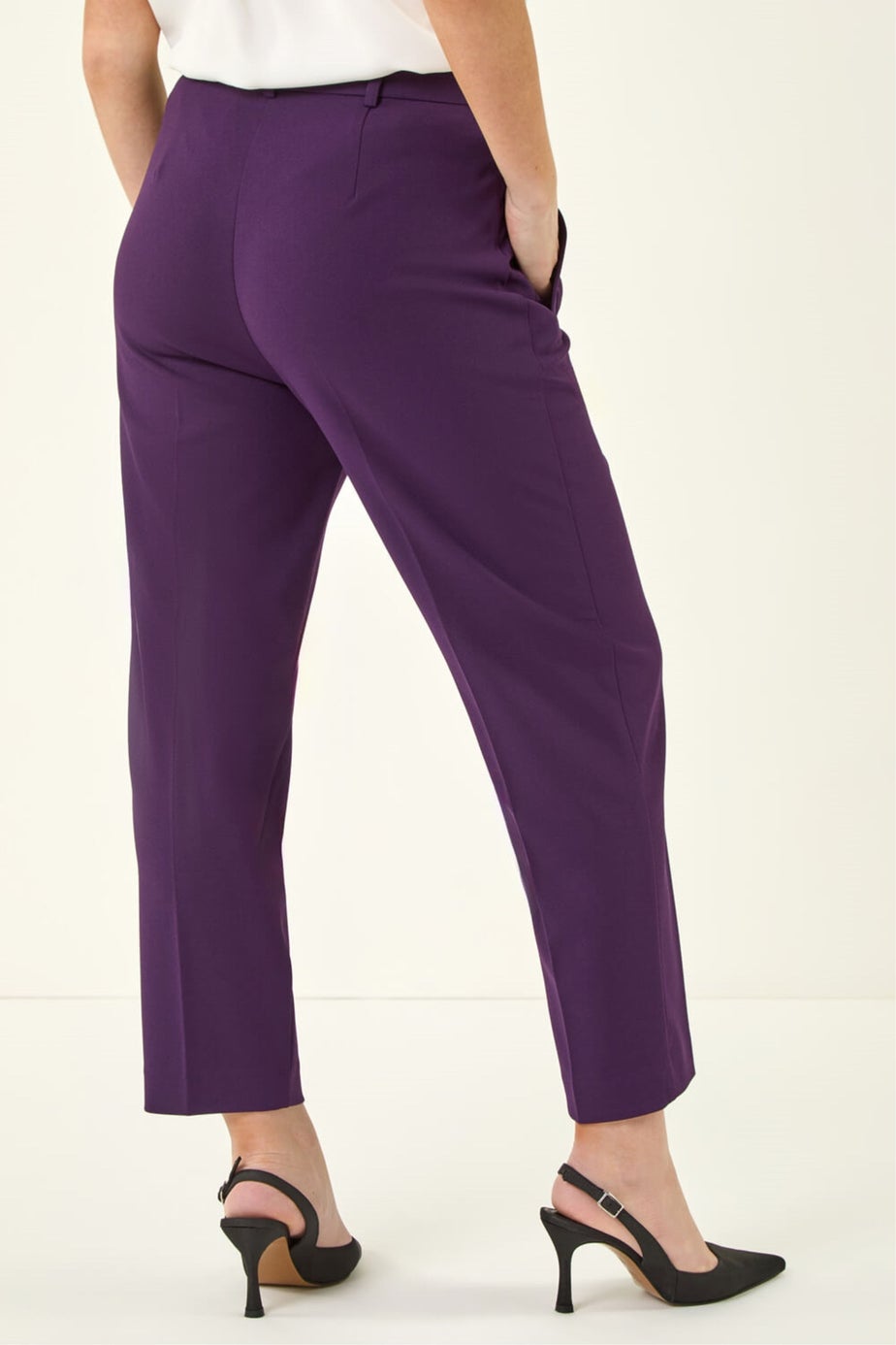 Roman Plum Short Straight Leg Stretch Trouser