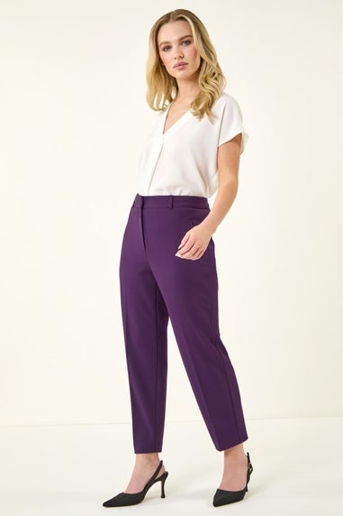 Roman Plum Short Straight Leg Stretch Trouser