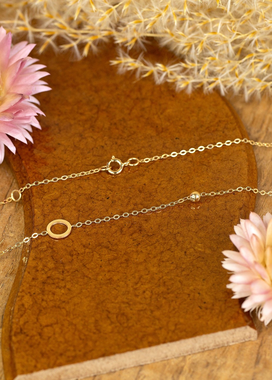 Golden Moments 9ct Yellow Gold 6.5m Circle & 3mm Bead Necklace