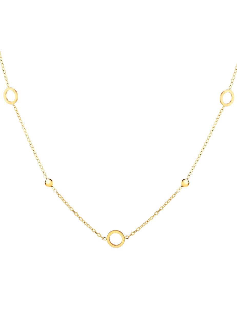 Golden Moments 9ct Yellow Gold 6.5m Circle & 3mm Bead Necklace