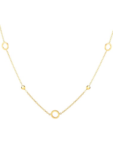 Golden Moments 9ct Yellow Gold 6.5m Circle & 3mm Bead Necklace