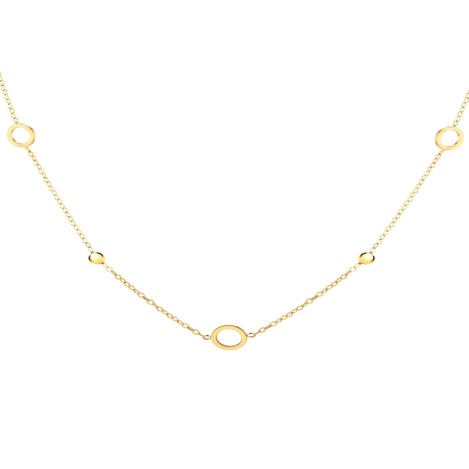 Golden Moments 9ct Yellow Gold 6.5m Circle & 3mm Bead Necklace