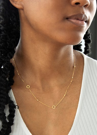 Golden Moments 9ct Yellow Gold 6.5m Circle & 3mm Bead Necklace