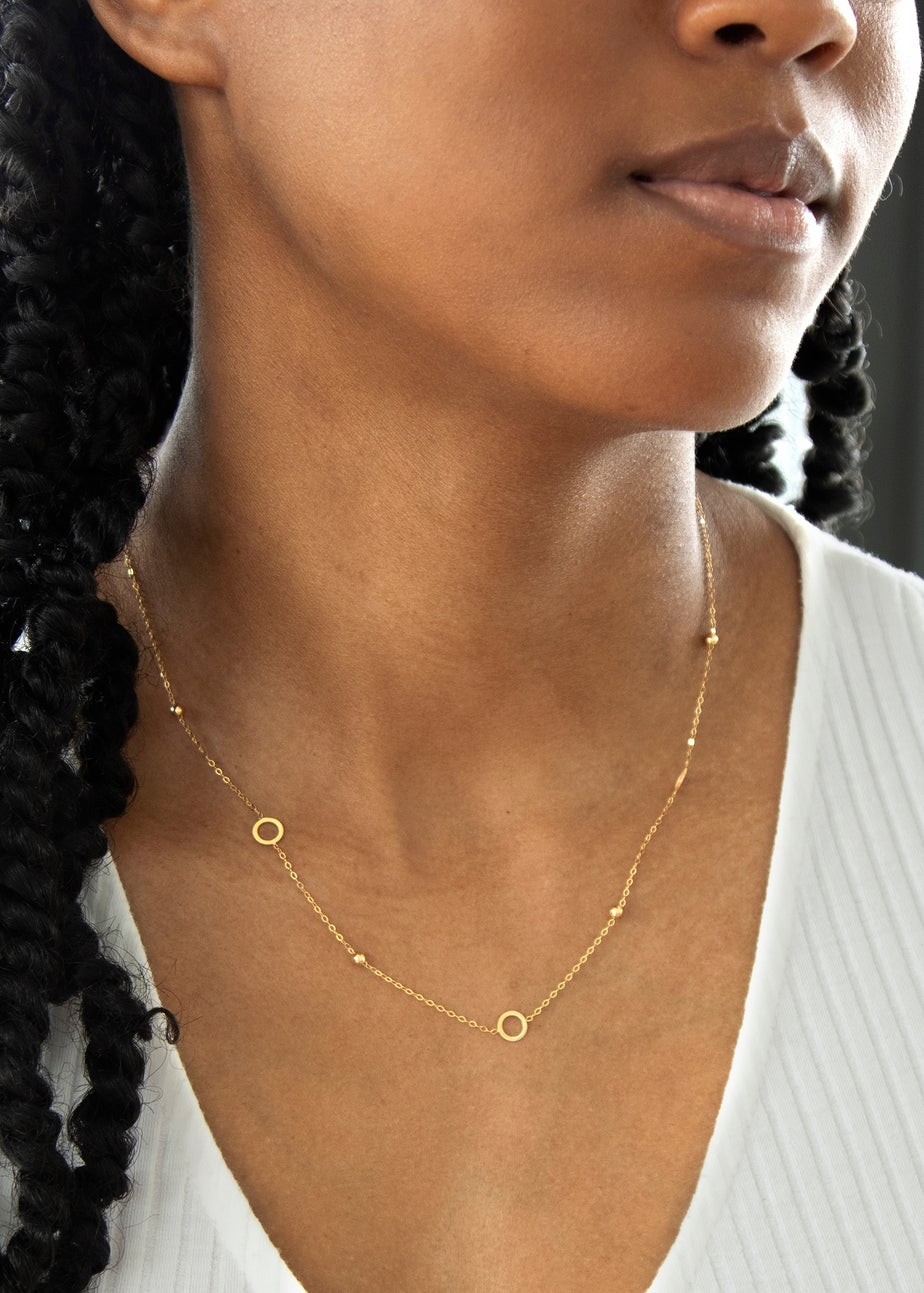 Golden Moments 9ct Yellow Gold 6.5m Circle & 3mm Bead Necklace