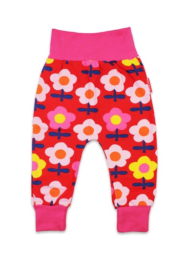 Toby Tiger Organic Pink Flower Print Yoga Pants (Newborn - 3 years)