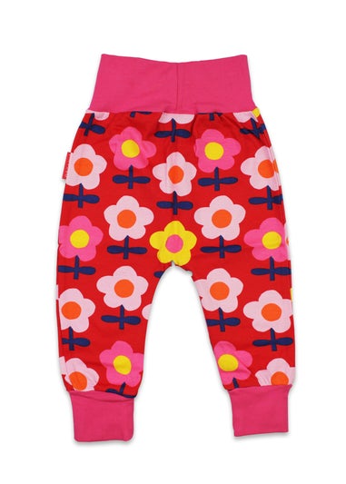 Toby Tiger Organic Pink Flower Print Yoga Pants (Newborn - 3 years)
