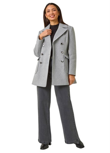 Roman Charcoal Grey Double Breasted Longline Coat