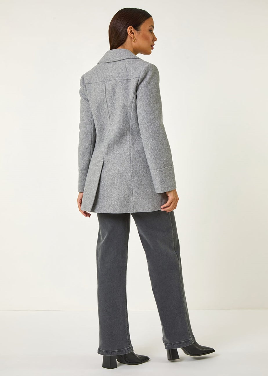 Roman Charcoal Grey Double Breasted Longline Coat