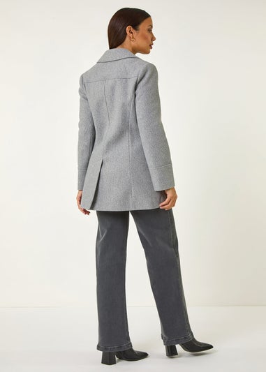 Roman Charcoal Grey Double Breasted Longline Coat