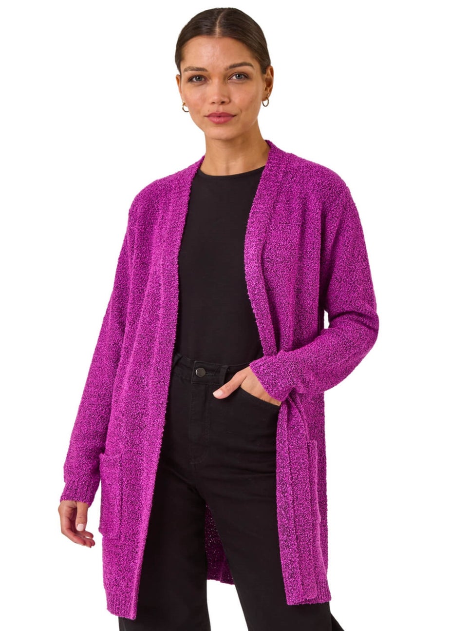 Roman Purple Textured Pocket Cardigan