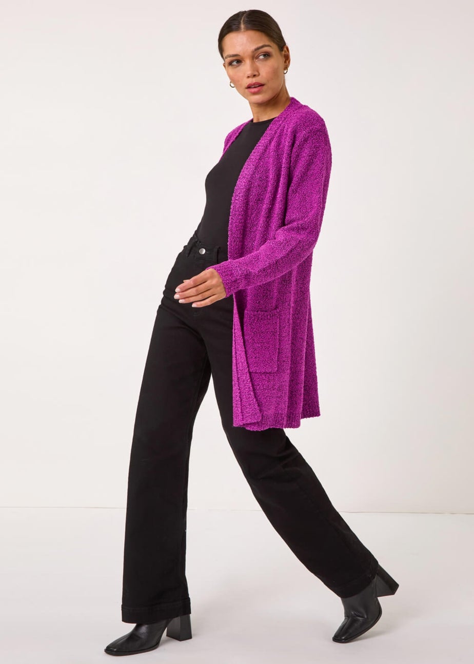 Roman Purple Textured Pocket Cardigan