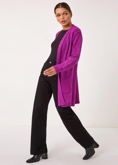 Roman Purple Textured Pocket Cardigan