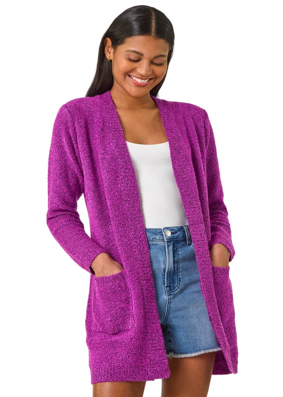 Roman Purple Textured Pocket Cardigan