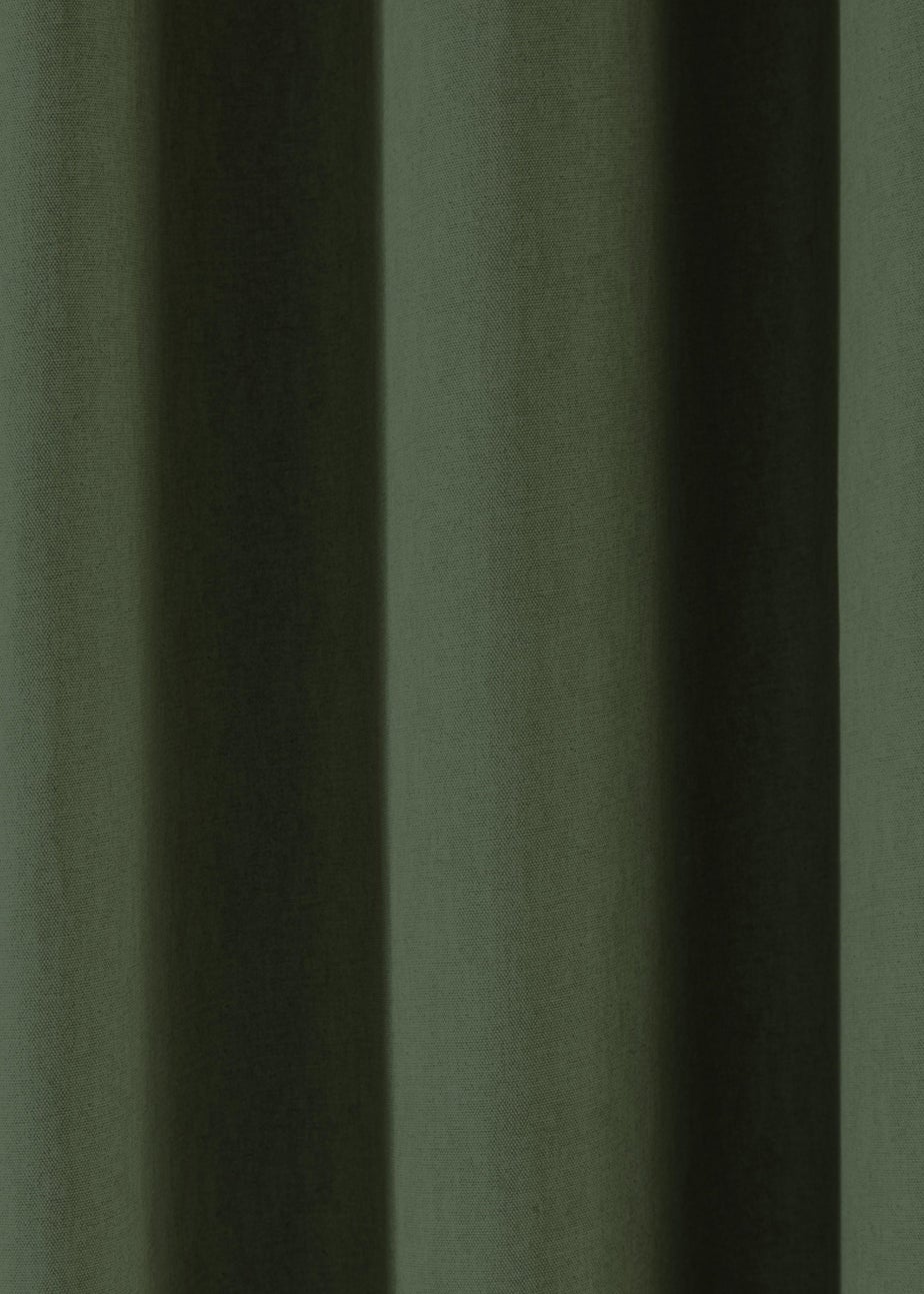 Fusion Cannes Woven Bottle Green Eyelet Curtains